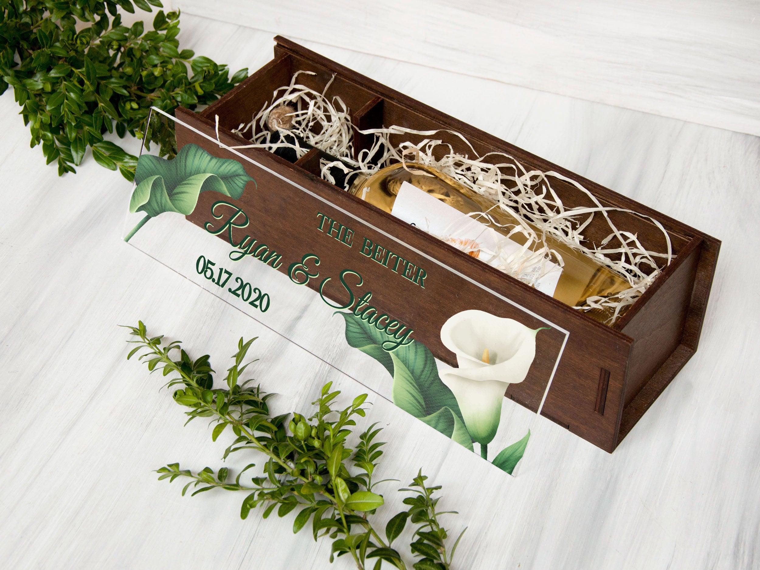 Wedding Wine Box - Greenery Wedding Wine Ceremony Box