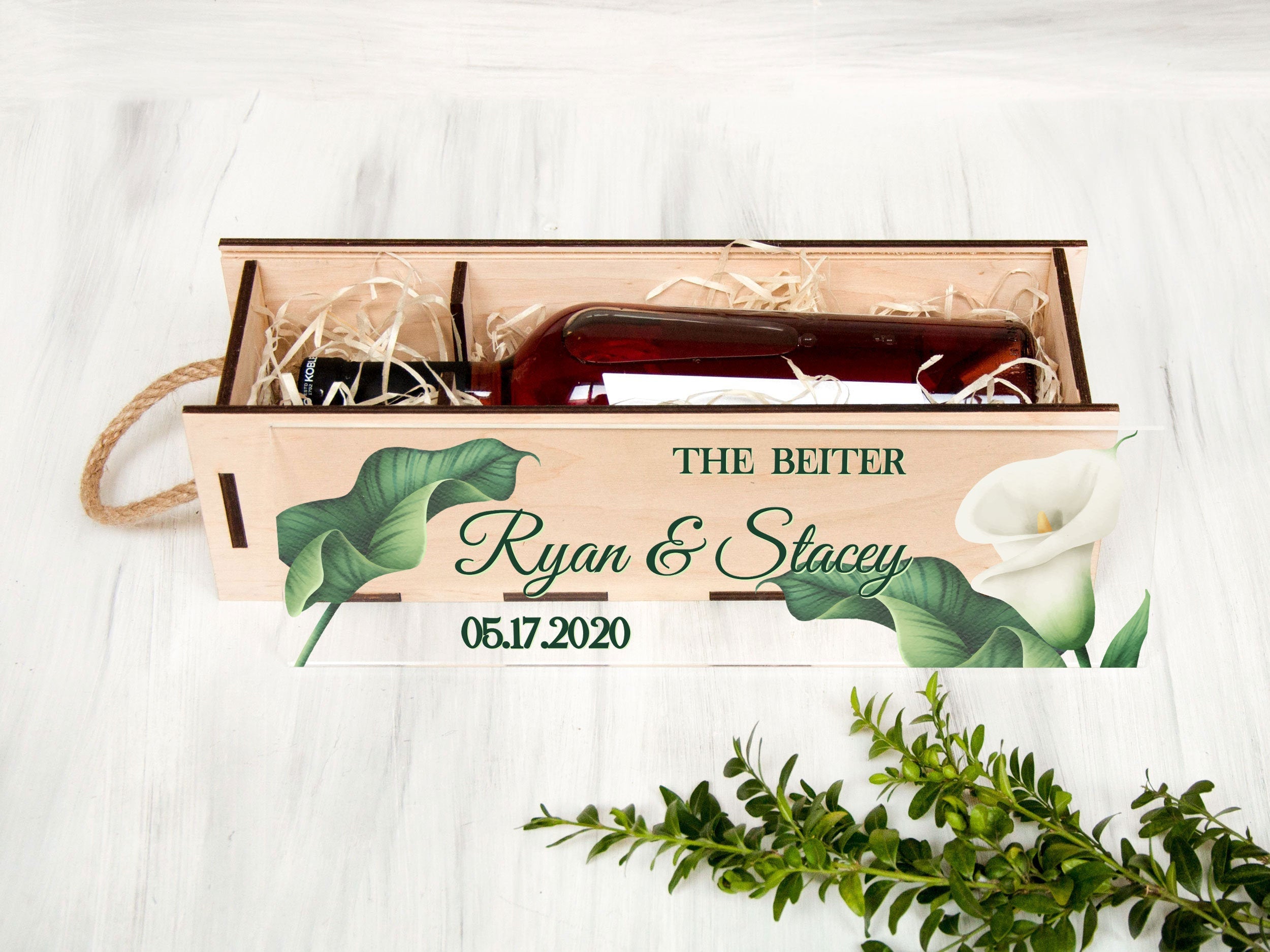 Wedding Wine Box - Greenery Wedding Wine Ceremony Box