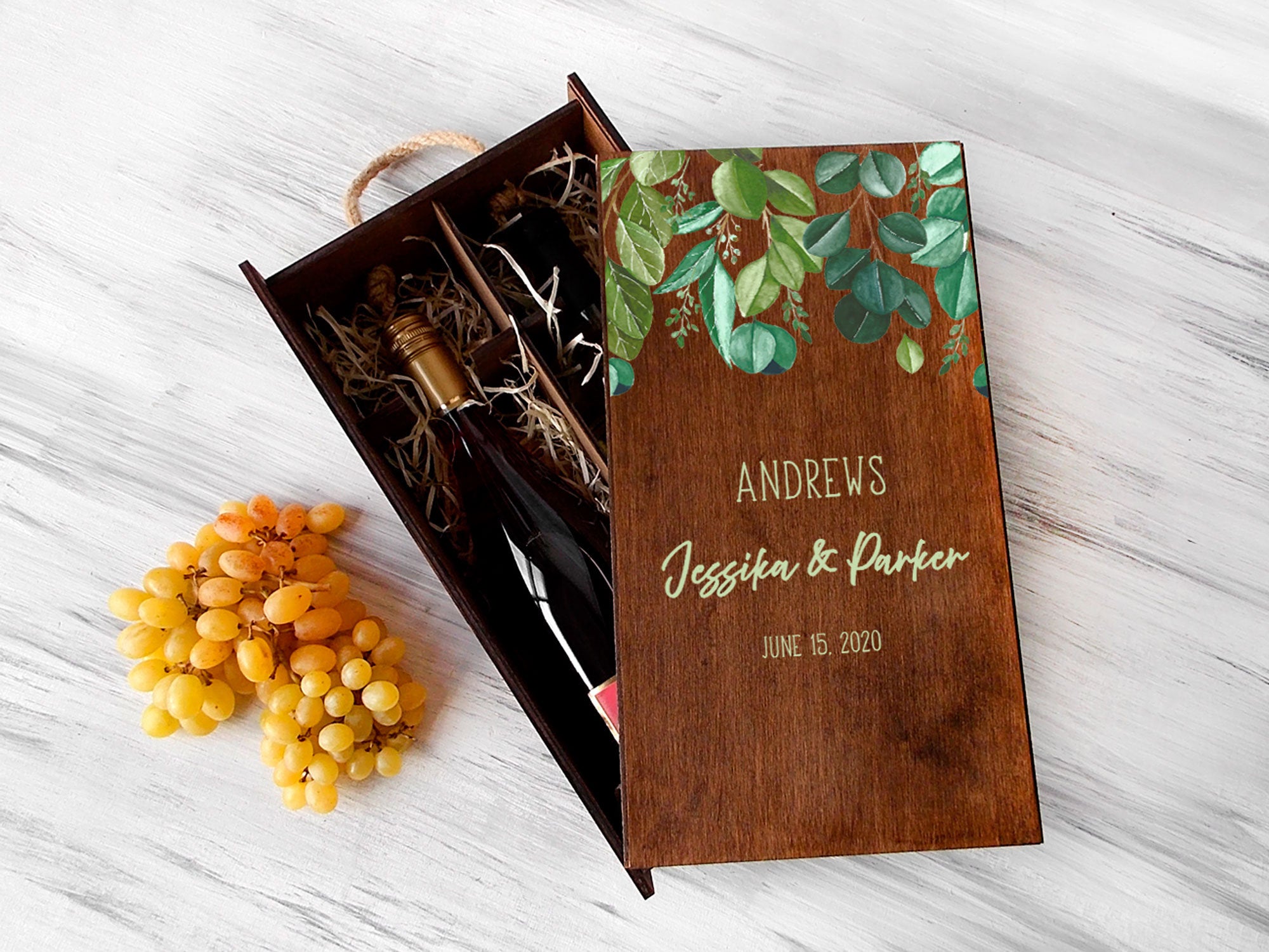 Double Wine Box with Color Design - Wedding Gifts for Mr and Mrs