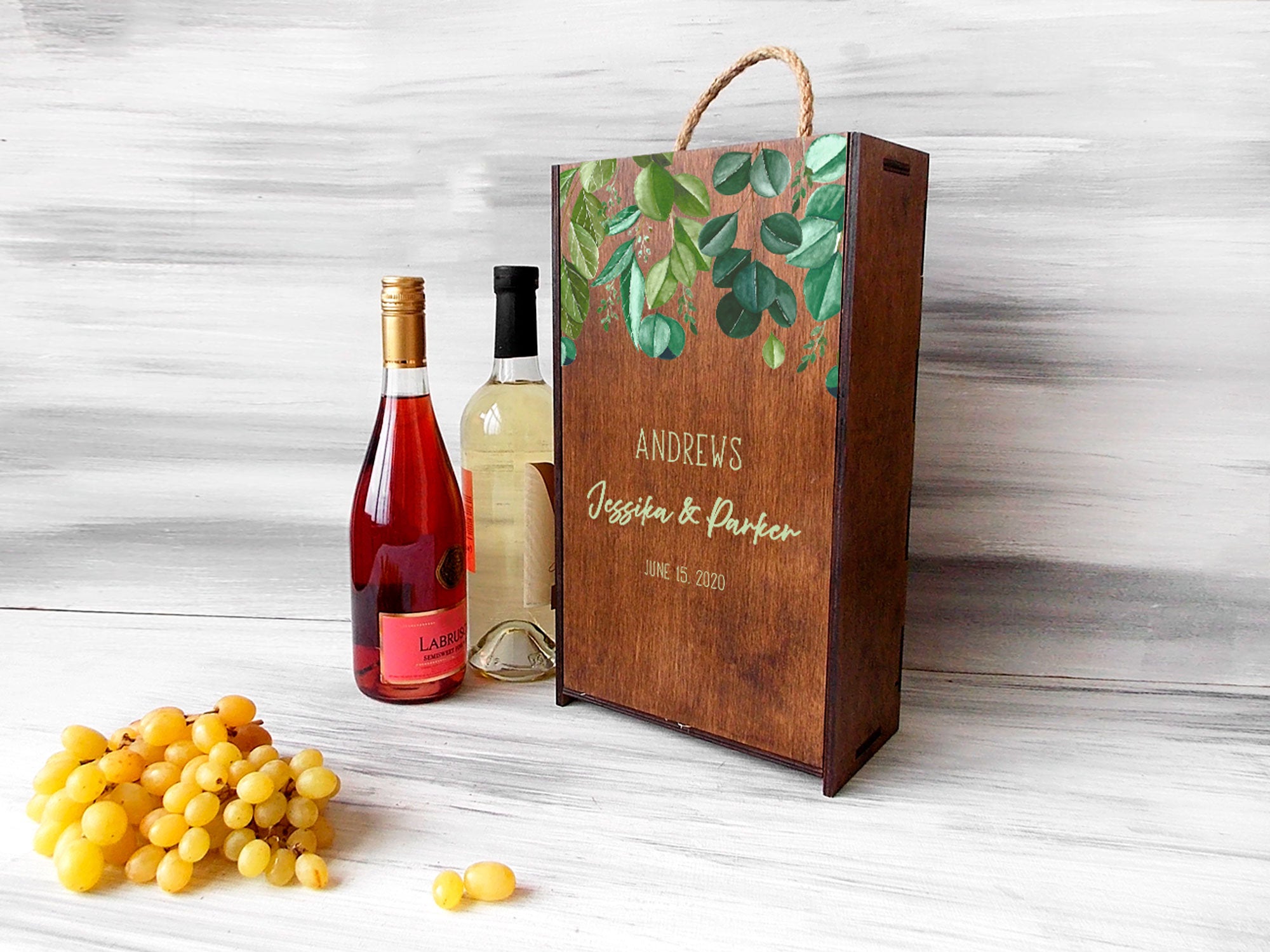 Double Wine Box with Color Design - Wedding Gifts for Mr and Mrs