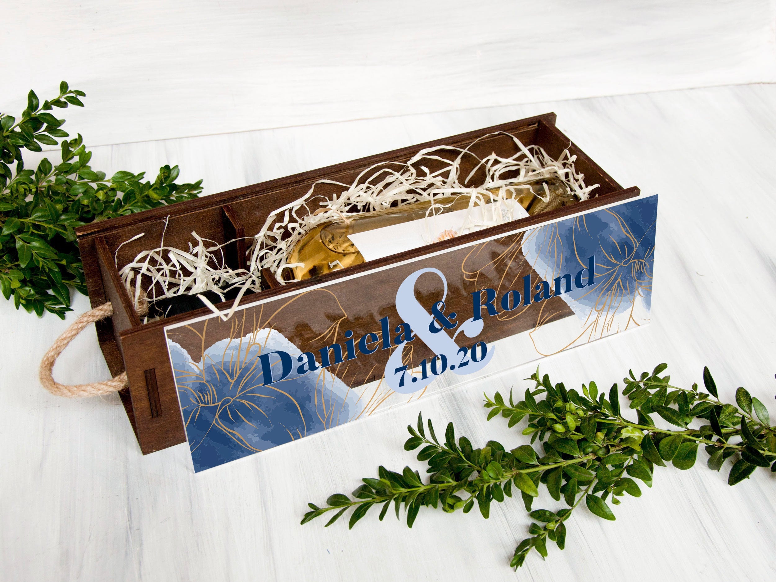 Wedding Wine Box -  5th Anniversary Gift for Mr & Mrs