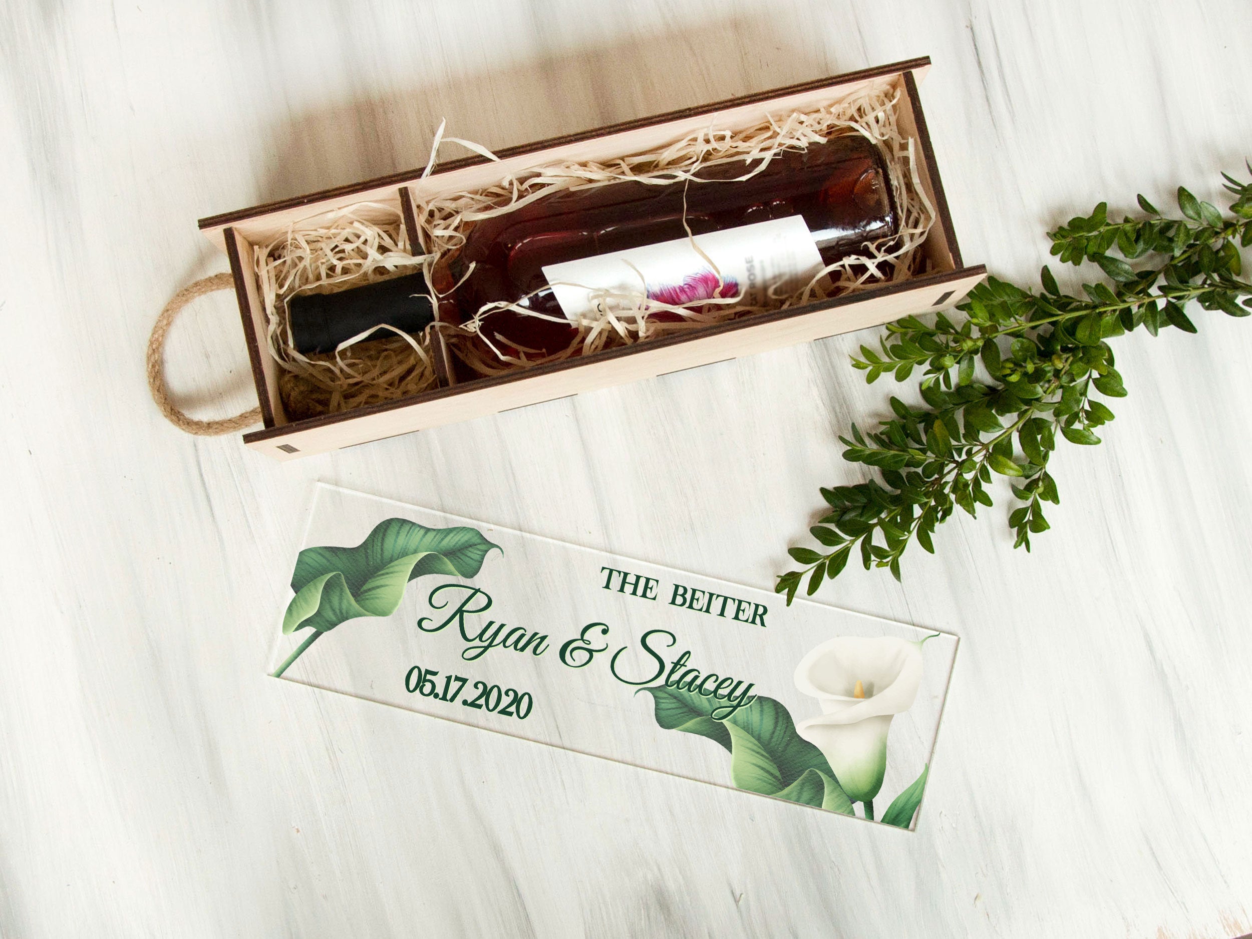 Wedding Wine Box - Greenery Wedding Wine Ceremony Box