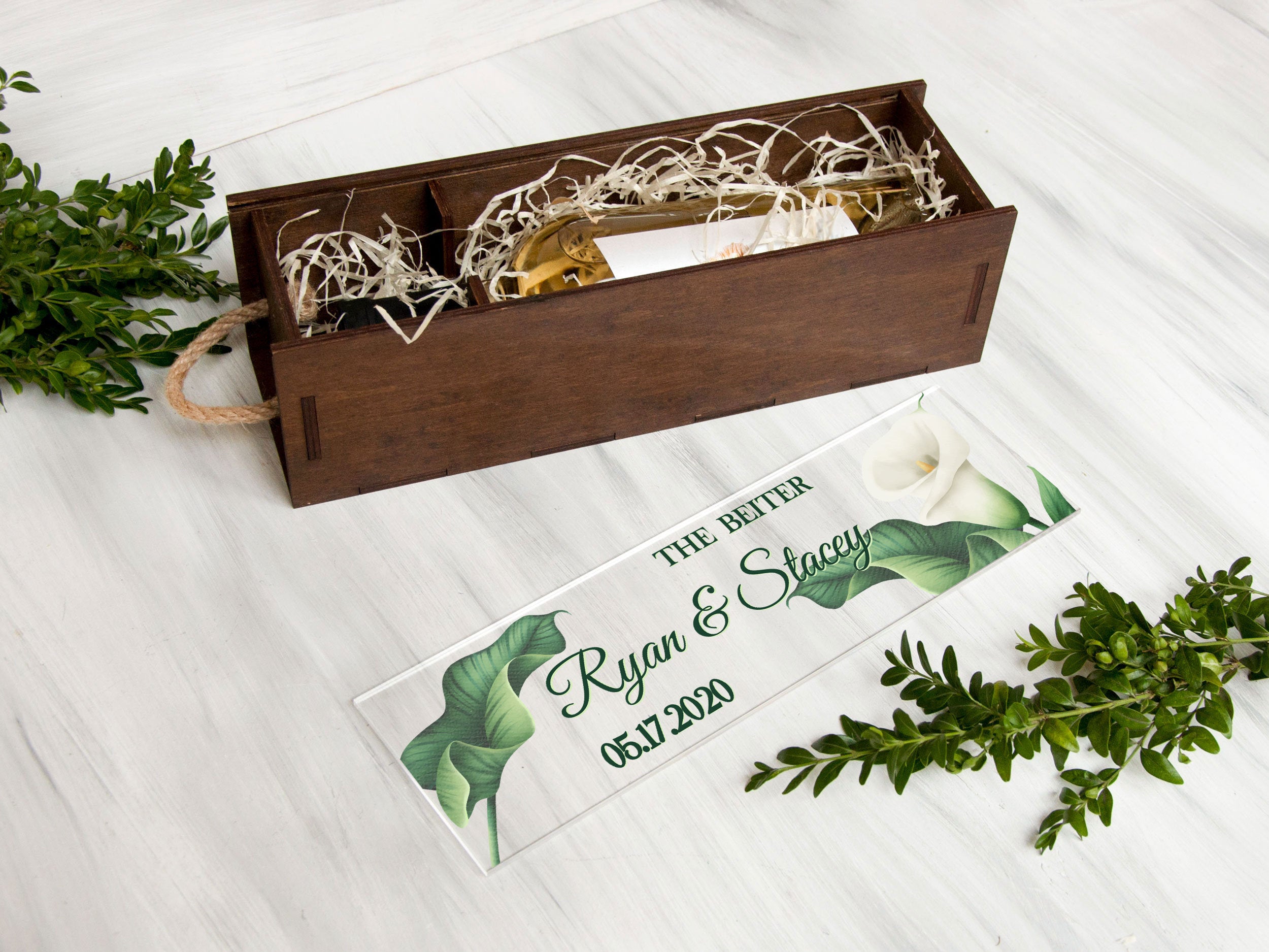 Wedding Wine Box - Greenery Wedding Wine Ceremony Box