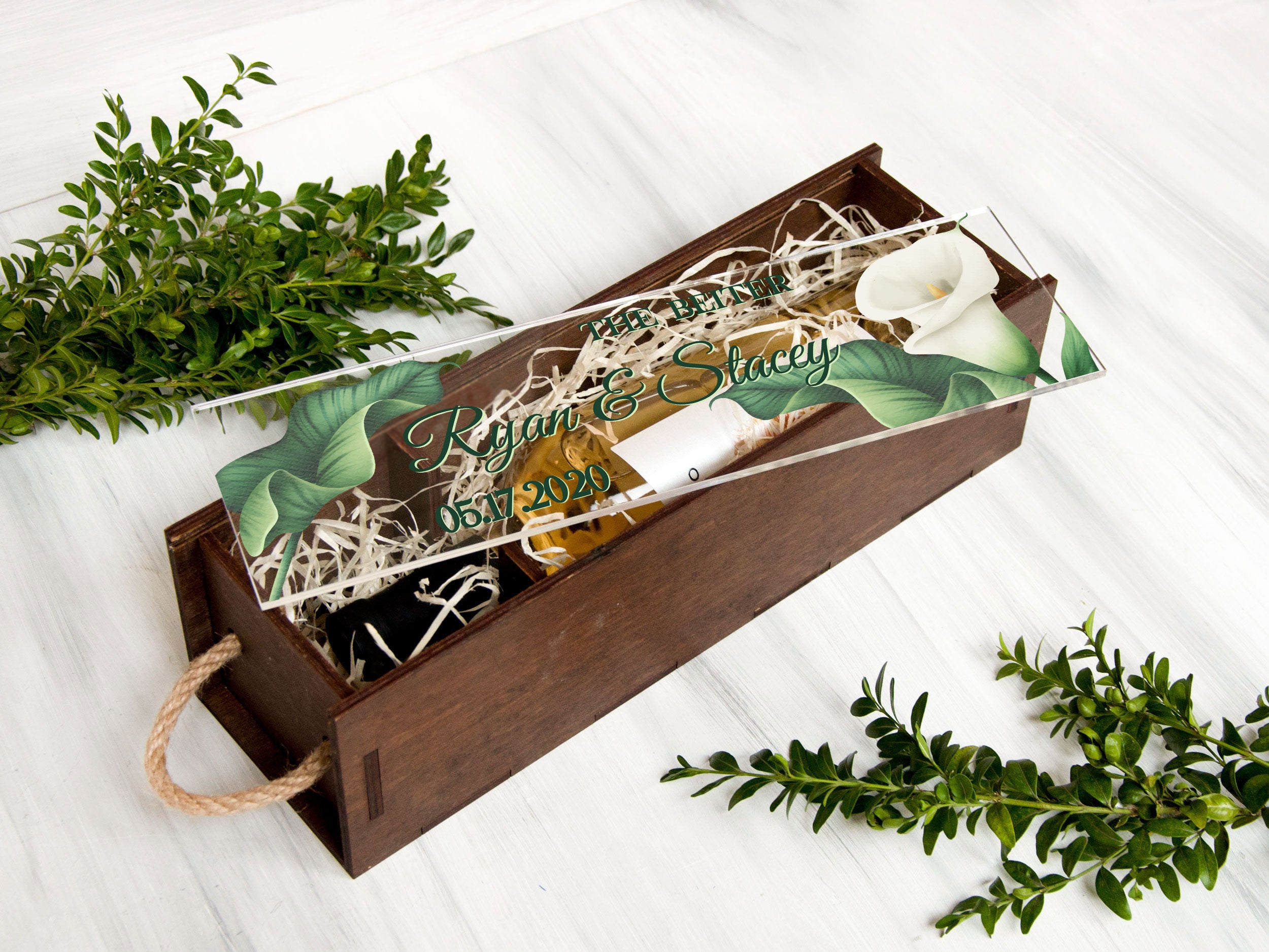 Wedding Wine Box - Greenery Wedding Wine Ceremony Box