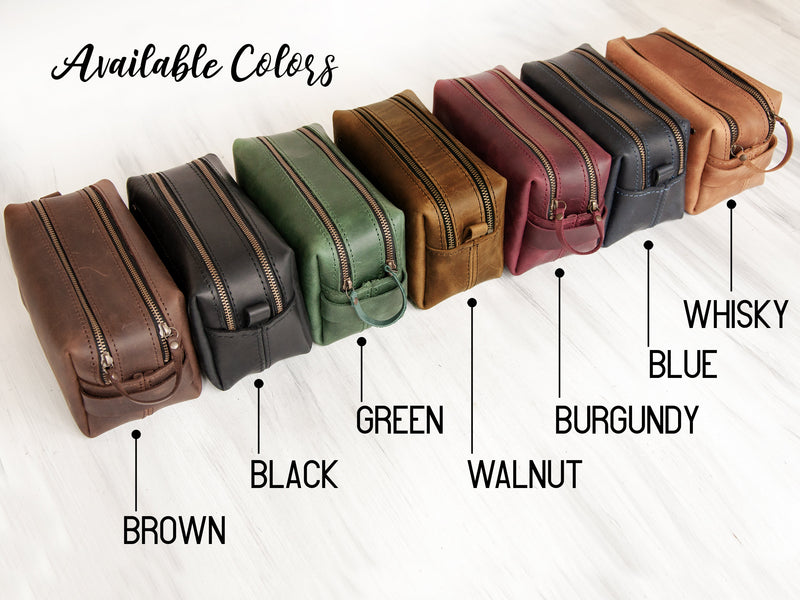 XL Personalized Leather Toiletry bag - Christmas Gift for Boyfriend