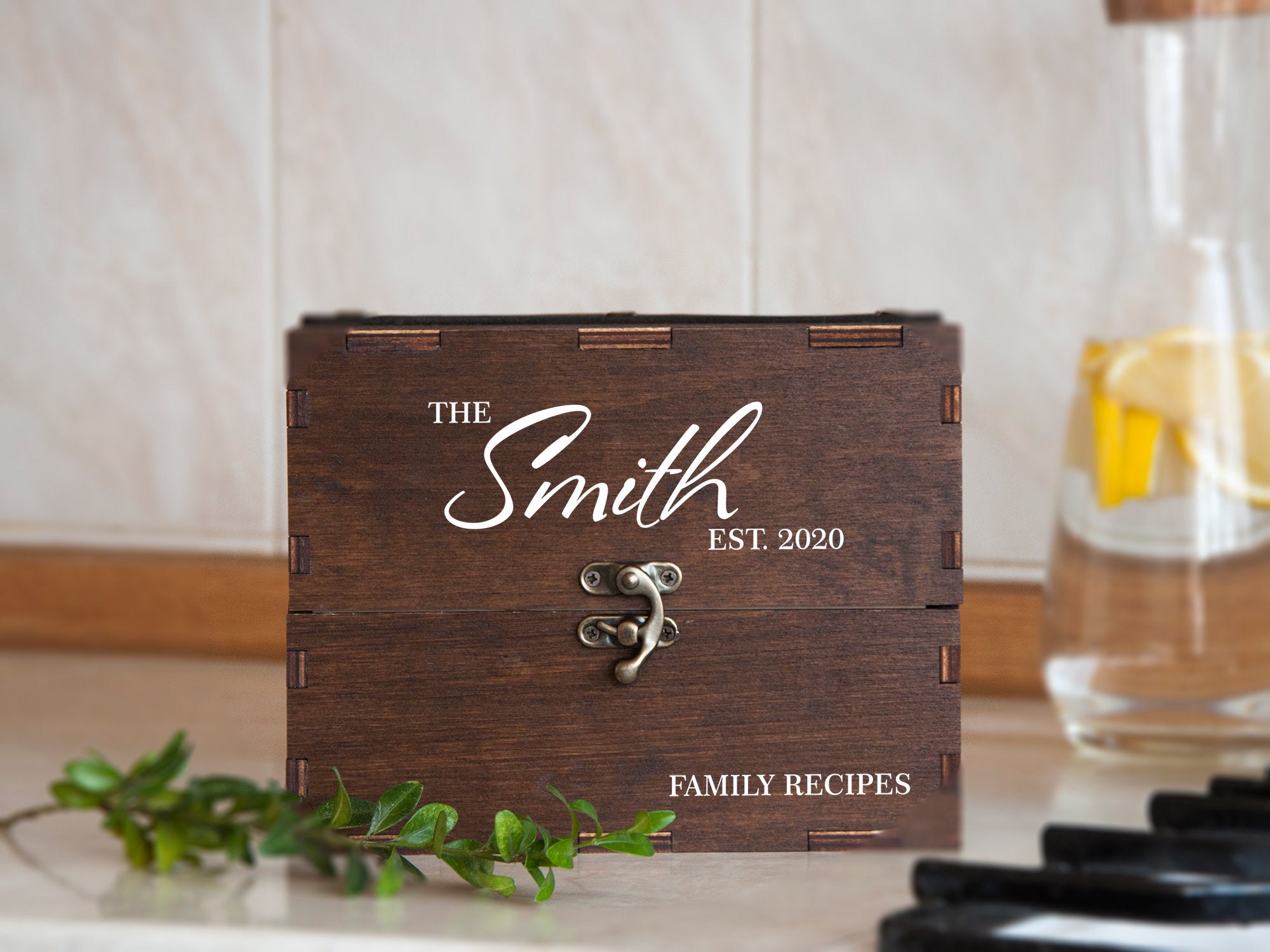 Wooden Recipe Box with Sunflowers Design - Wedding Gift for Daughter in Law