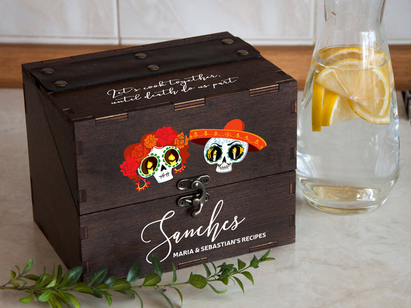 Halloween Wedding Gift - Personalized Recipe Box with Dividers & Cards