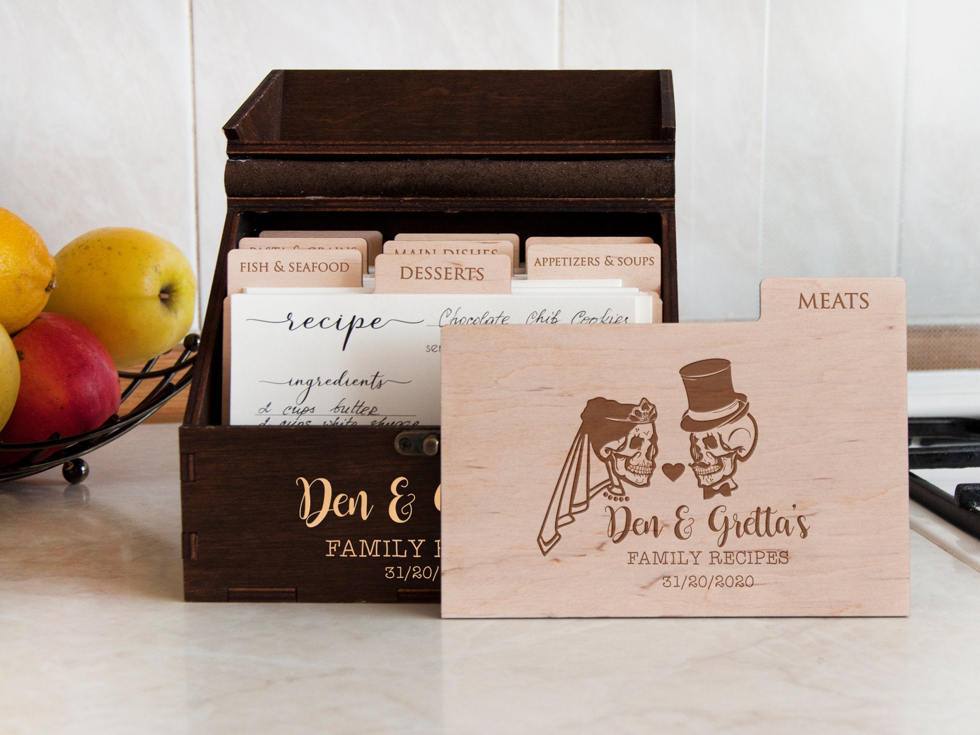 Wooden Recipe Box for Halloween Wedding - Gothic Wedding Gift