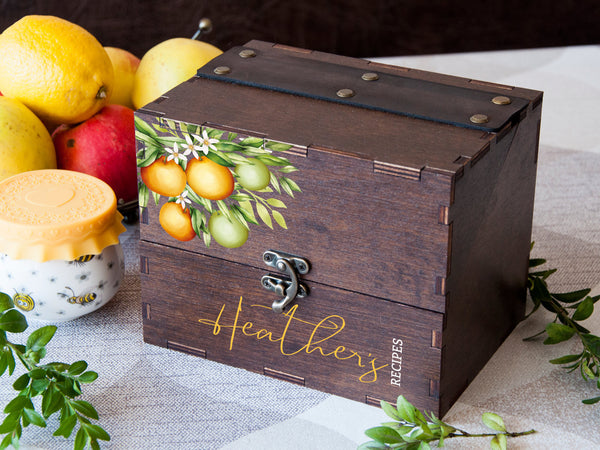 Custom Recipe Box with Citrus Art - Daughter in Law Gift