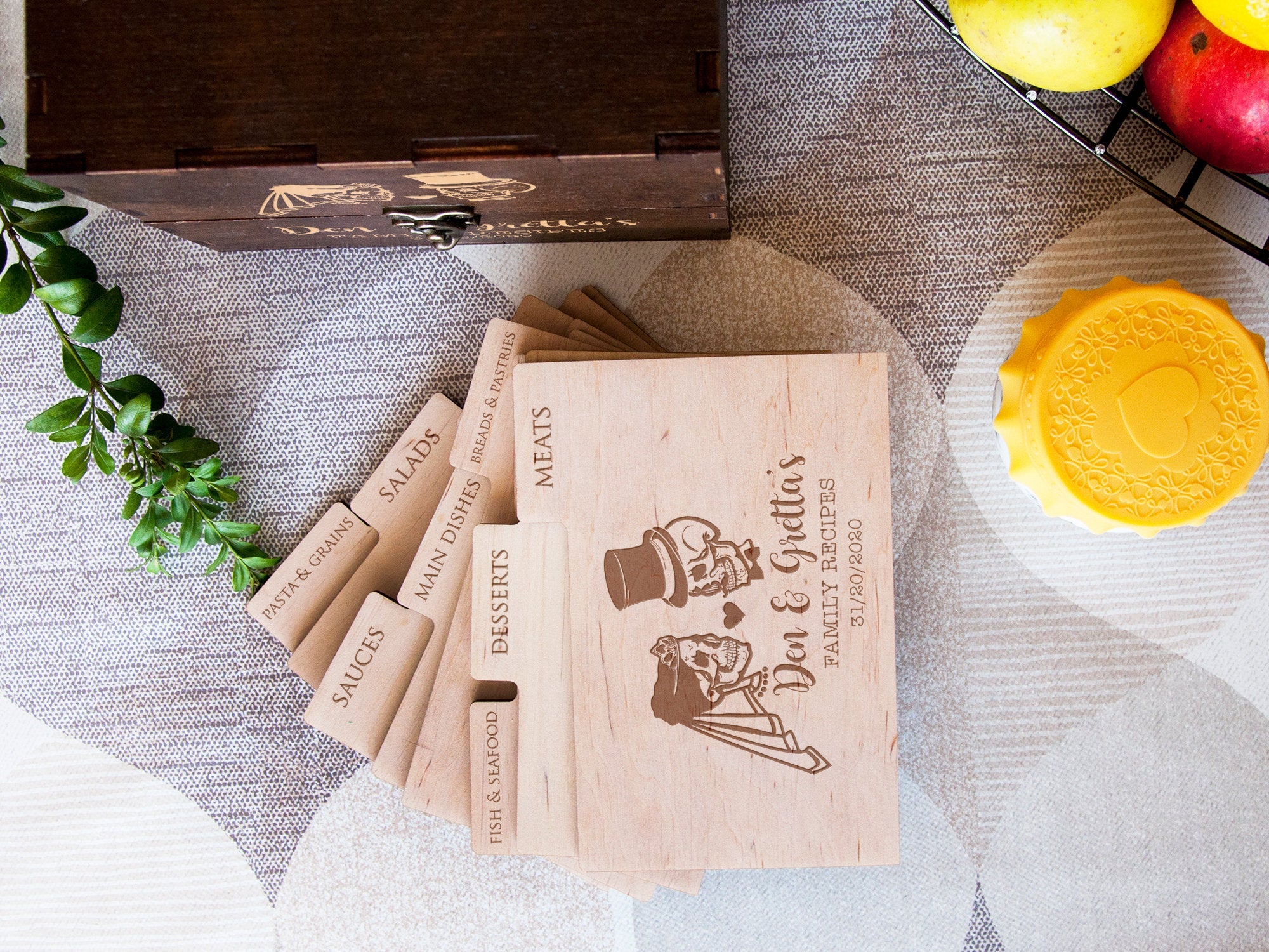 Wooden Recipe Box for Halloween Wedding - Gothic Wedding Gift