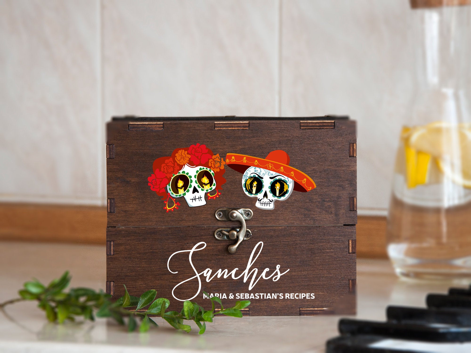 Halloween Wedding Gift - Personalized Recipe Box with Dividers & Cards