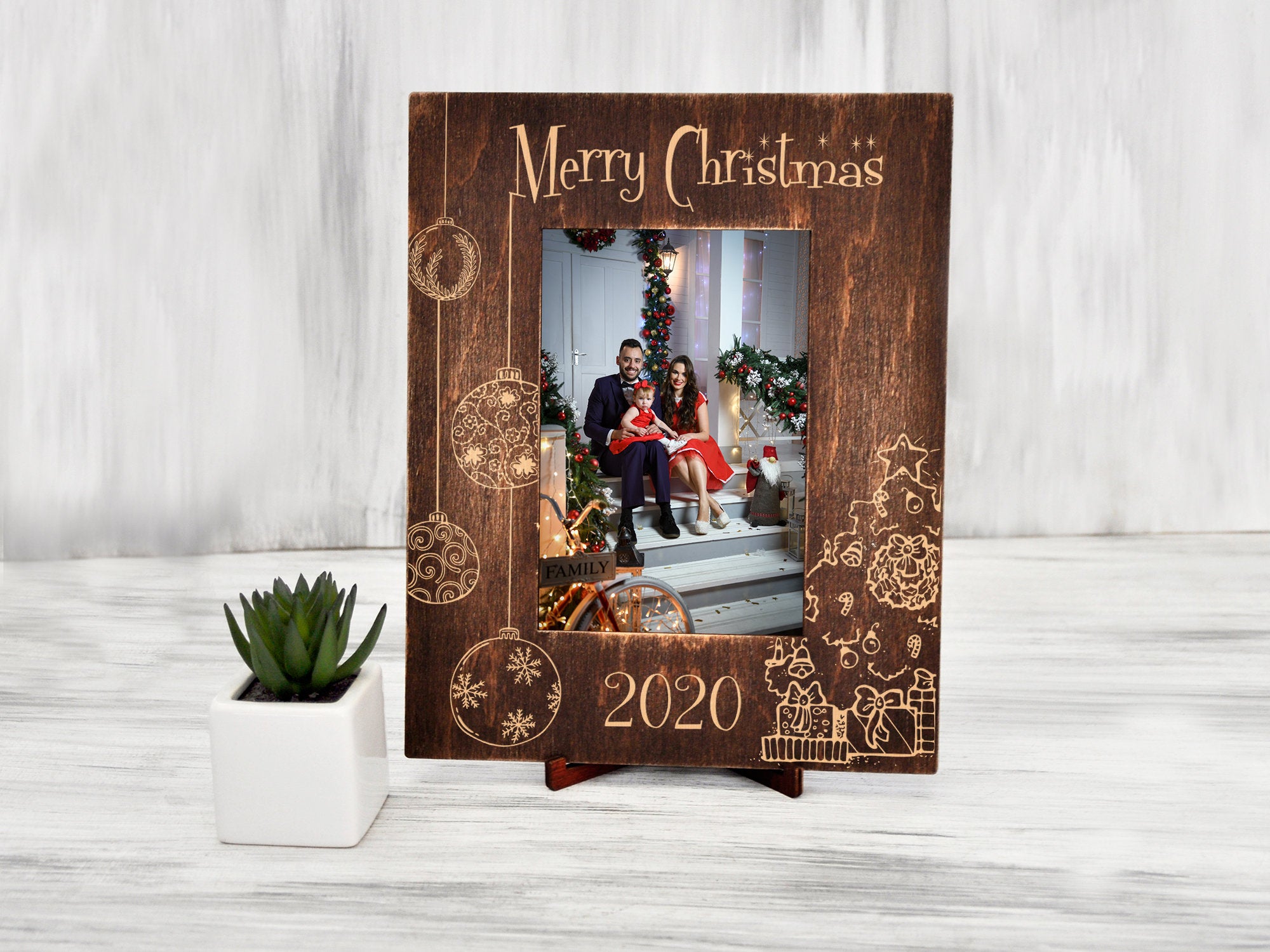 Christmas Frame Holiday Decor Engraved Picture Frame