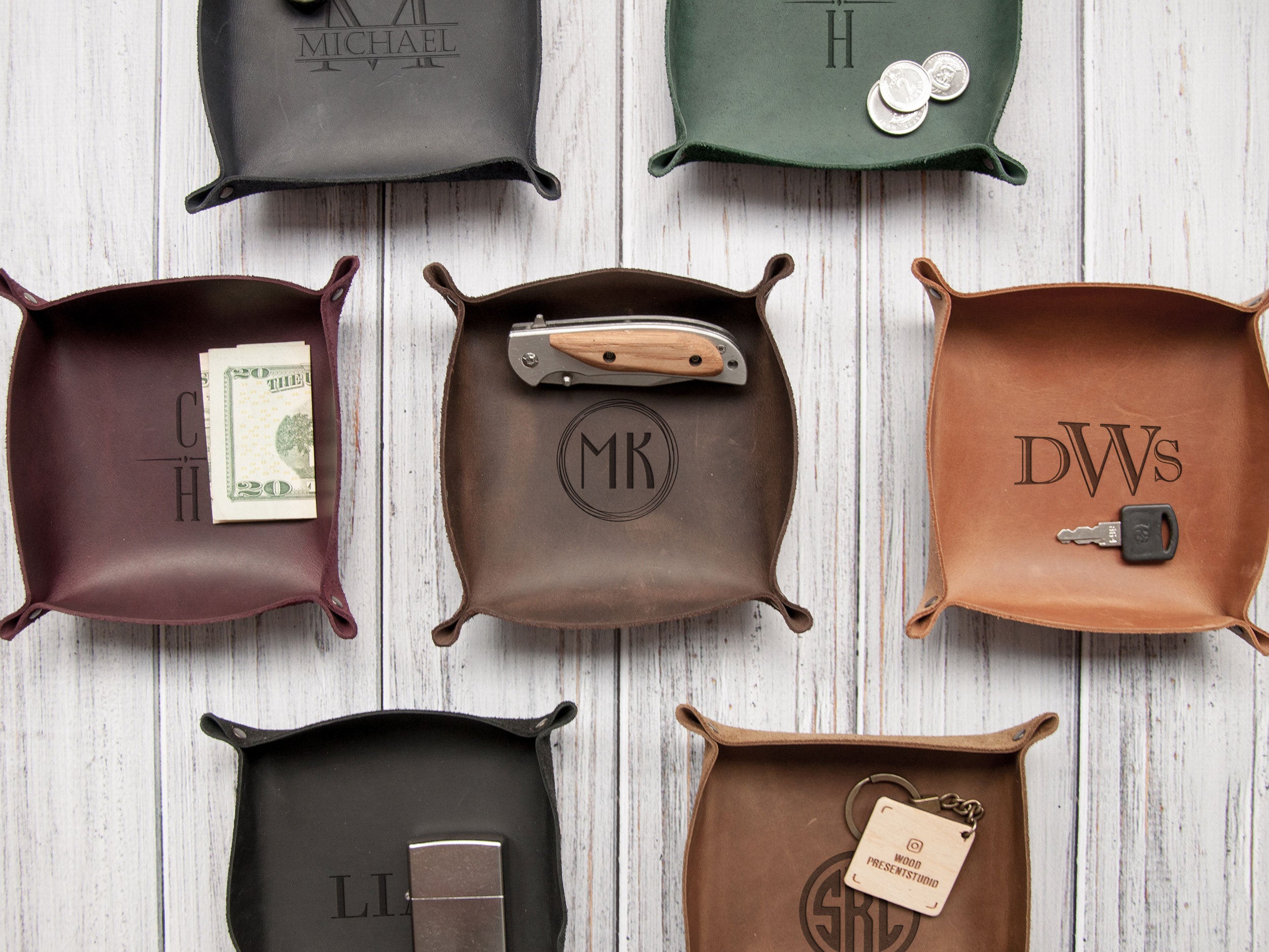 Personalized Leather Catch all - Jewelry Tray