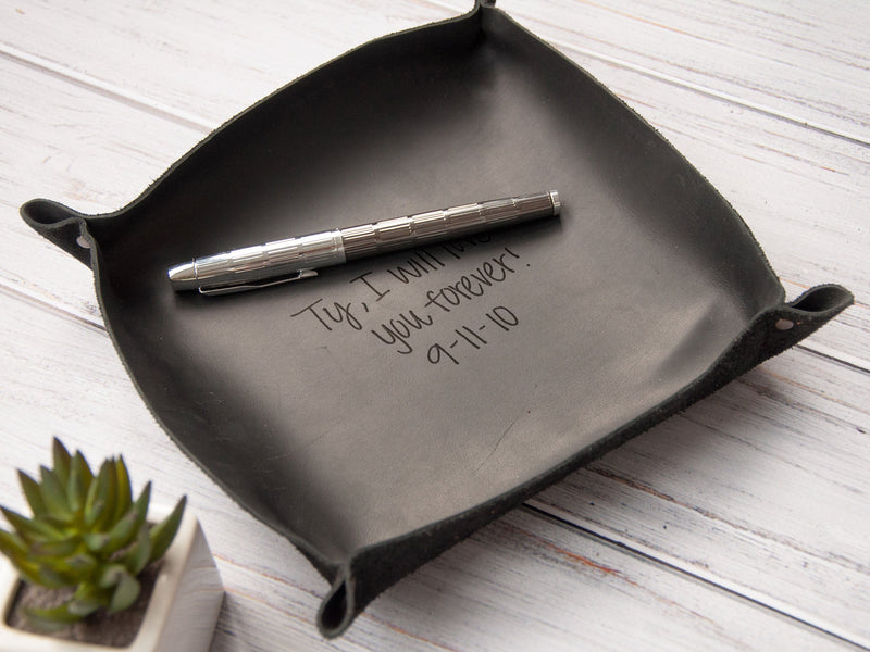 Your Handwriting Leather Tray - Christmas Gift for Dad