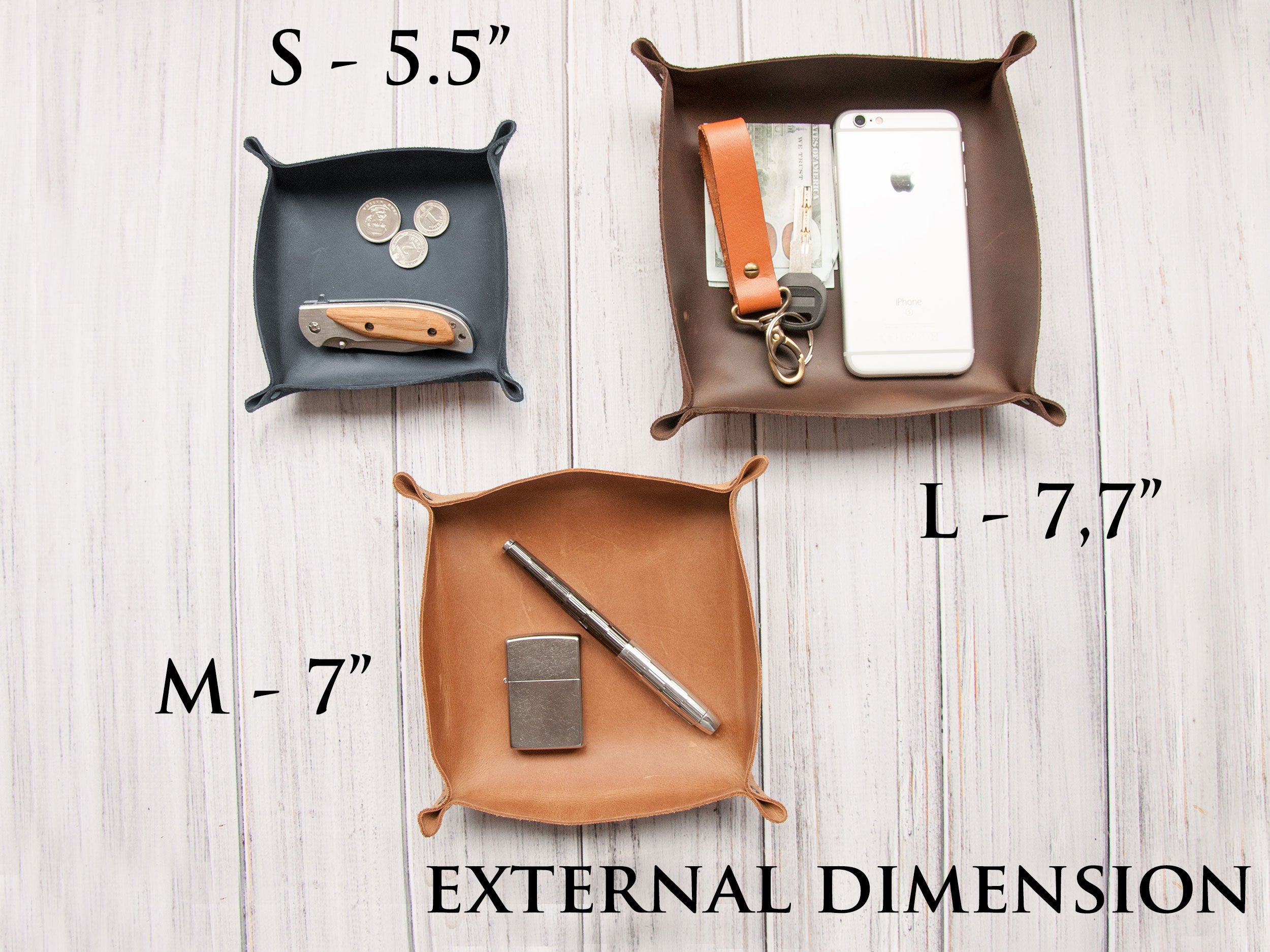 Engraved Anniversary Gift Leather Valet Tray - Wedding Gift for Couple