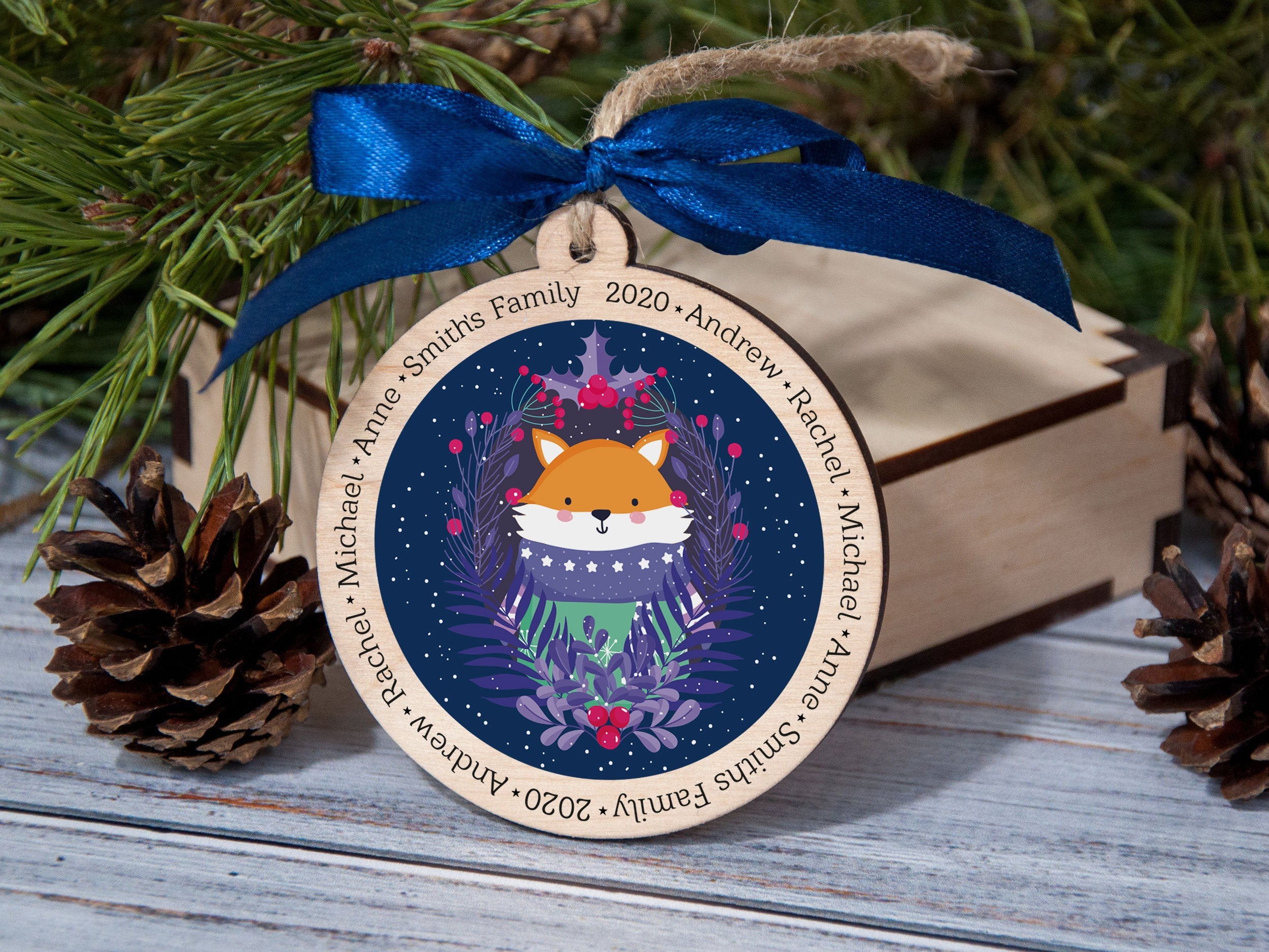 Family Christmas Ornament - Christmas Fox Ornament