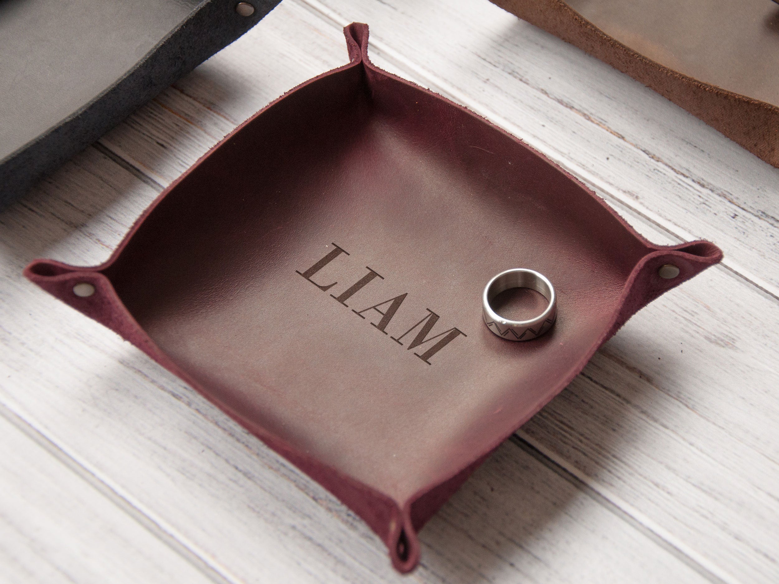 Personalized Leather Catch all - Jewelry Tray