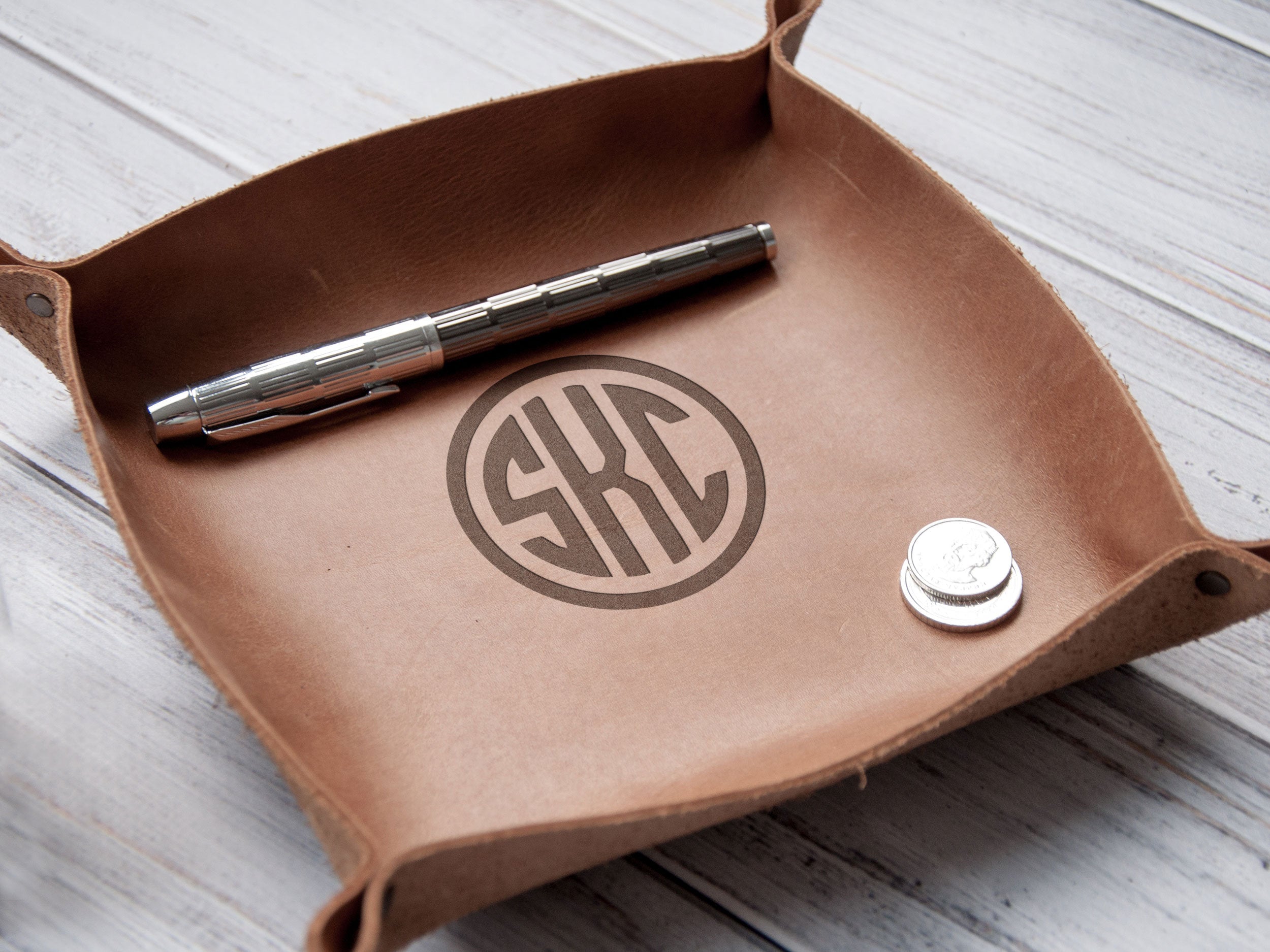 Personalized Leather Catch all - Jewelry Tray