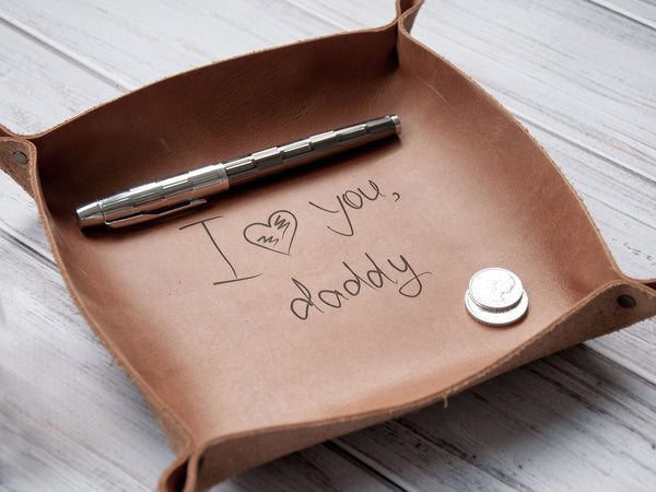 Your Handwriting Leather Tray - Christmas Gift for Dad