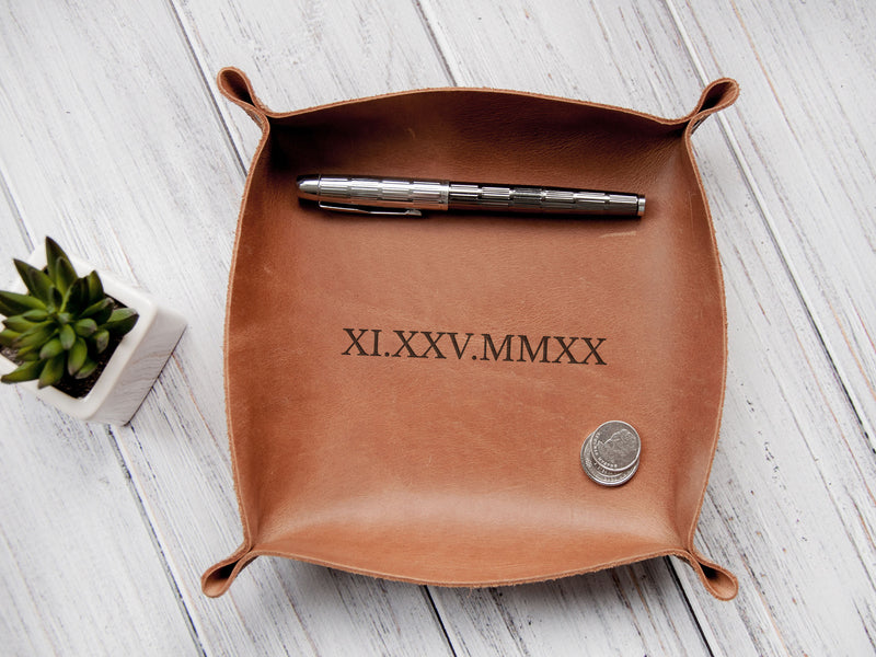 Personalized Leather Rivet Valet Tray - Christmas Gifts for Boyfriend